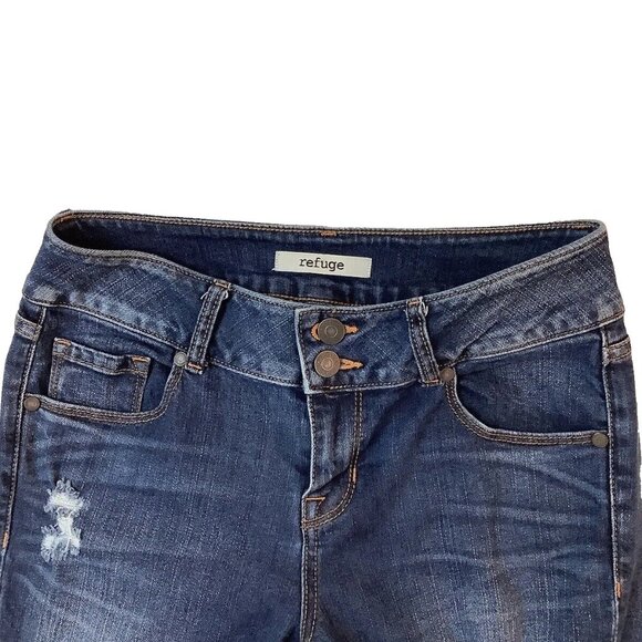 Refuge Distressed Jeans Womens Size 4 Reg Blue Denim Skinny Mid-Rise - Picture 3 of 10
